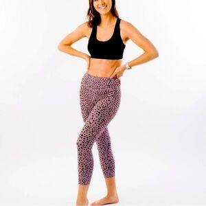 Zyia purple leggings leopard spotted sz 4 gym workout athletic pants designer